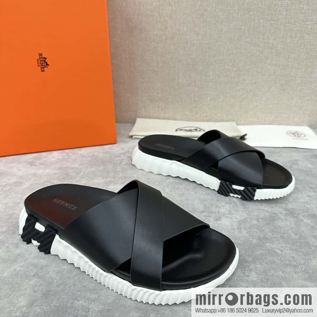 💋💍 H new cross slippers Hermès * Hermès-Shi, the latest classic men's Electric slippers