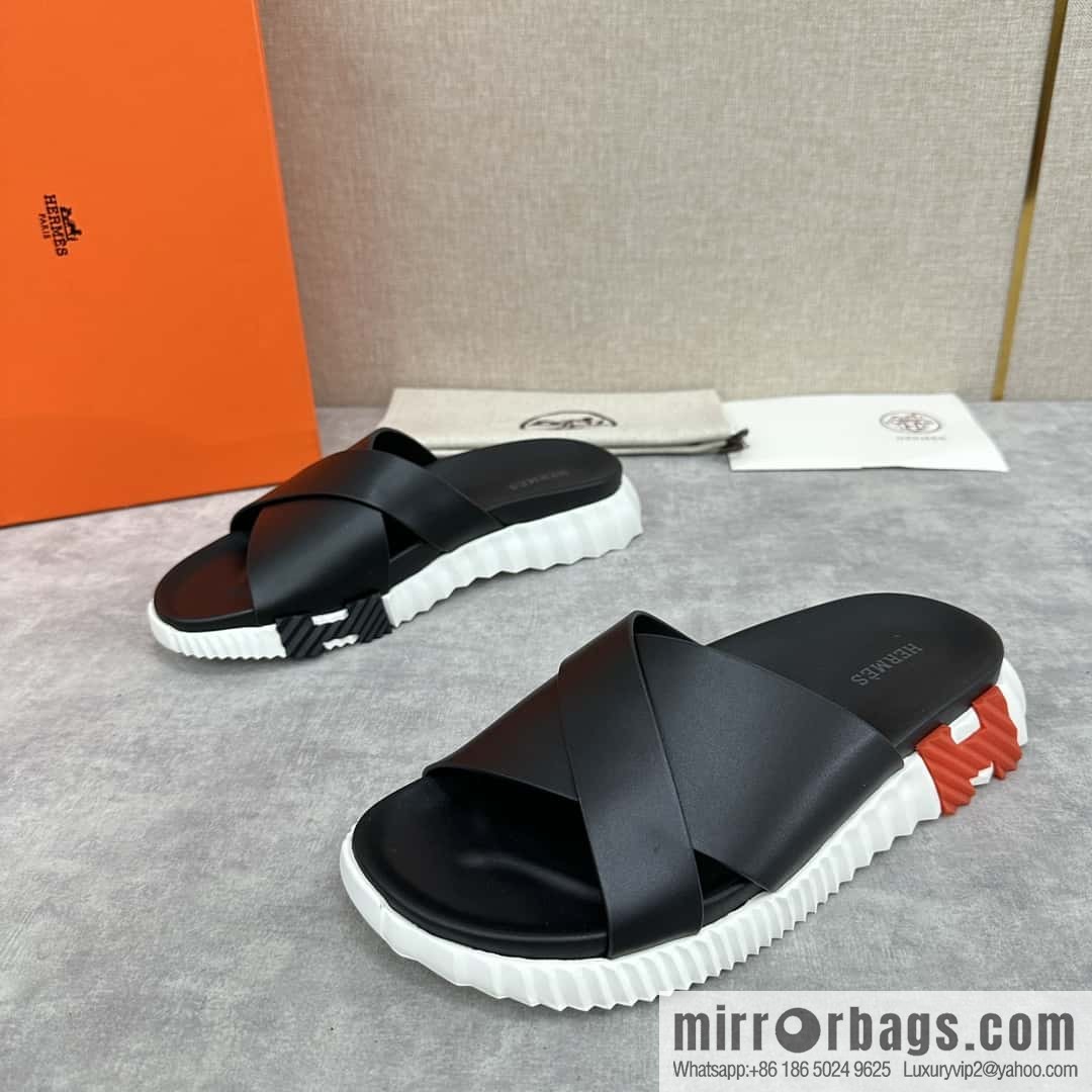 💋💍 H new cross slippers Hermès * Hermès-Shi, the latest classic men's Electric slippers
