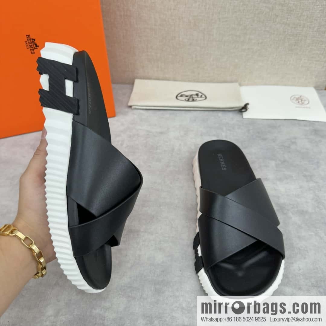 💋💍 H new cross slippers Hermès * Hermès-Shi, the latest classic men's Electric slippers