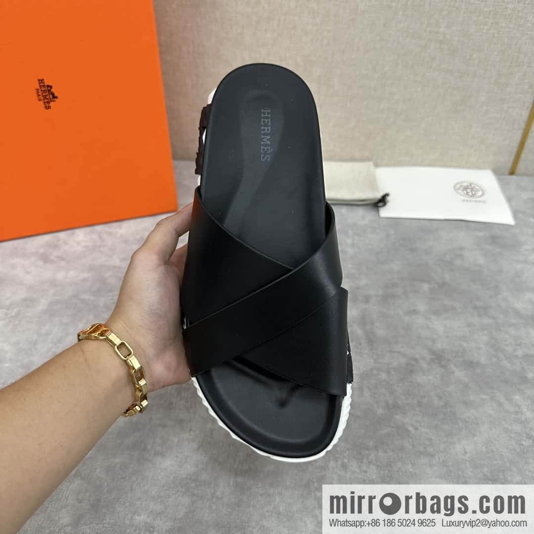💋💍 H new cross slippers Hermès * Hermès-Shi, the latest classic men's Electric slippers