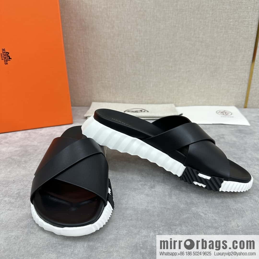 💋💍 H new cross slippers Hermès * Hermès-Shi, the latest classic men's Electric slippers