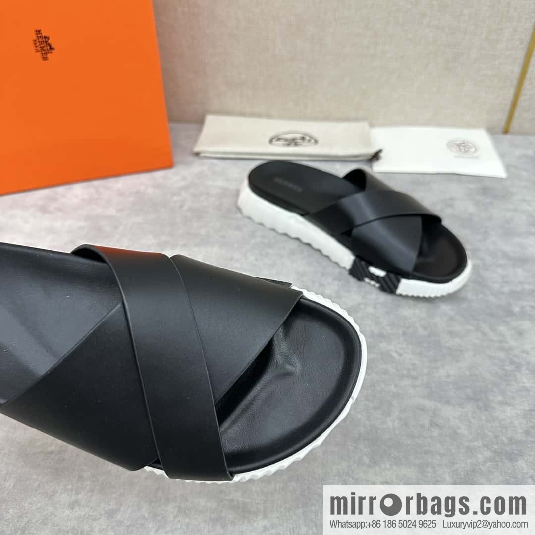 💋💍 H new cross slippers Hermès * Hermès-Shi, the latest classic men's Electric slippers