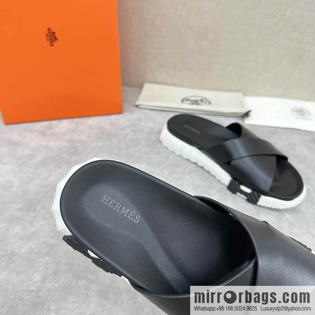 💋💍 H new cross slippers Hermès * Hermès-Shi, the latest classic men's Electric slippers