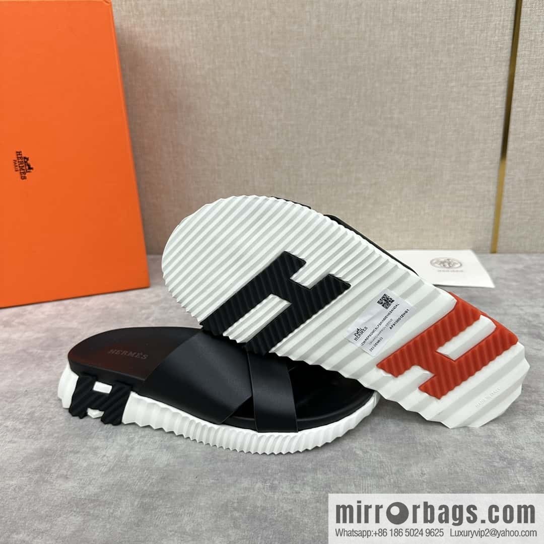💋💍 H new cross slippers Hermès * Hermès-Shi, the latest classic men's Electric slippers