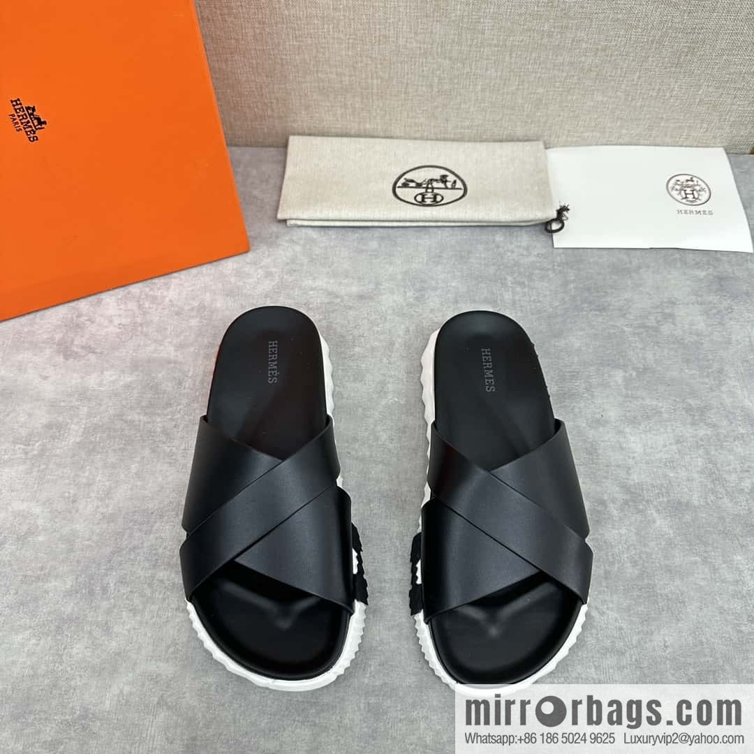💋💍 H new cross slippers Hermès * Hermès-Shi, the latest classic men's Electric slippers