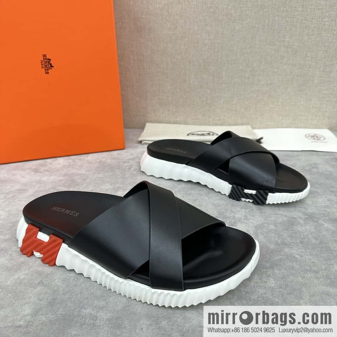 💋💍 H new cross slippers Hermès * Hermès-Shi, the latest classic men's Electric slippers