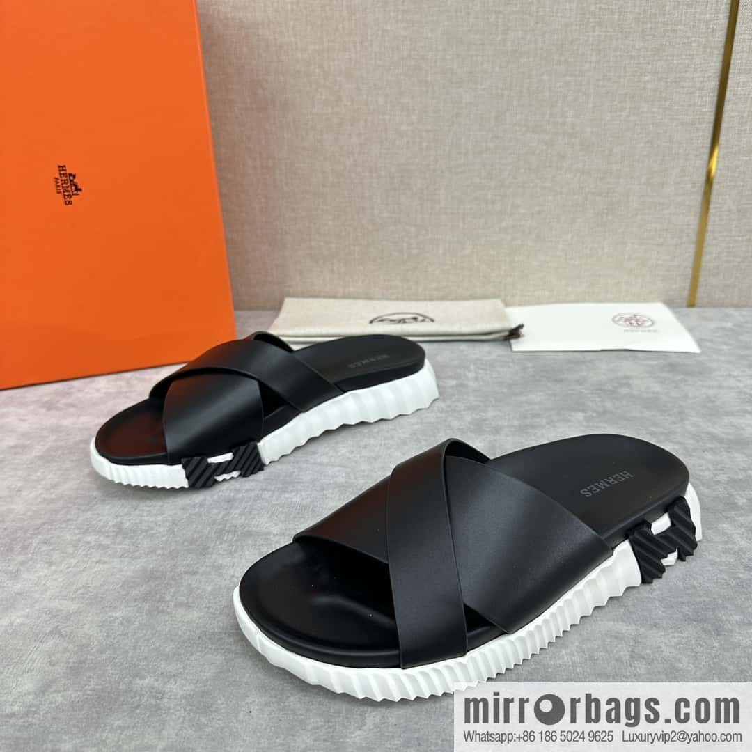 💋💍 H new cross slippers Hermès * Hermès-Shi, the latest classic men's Electric slippers
