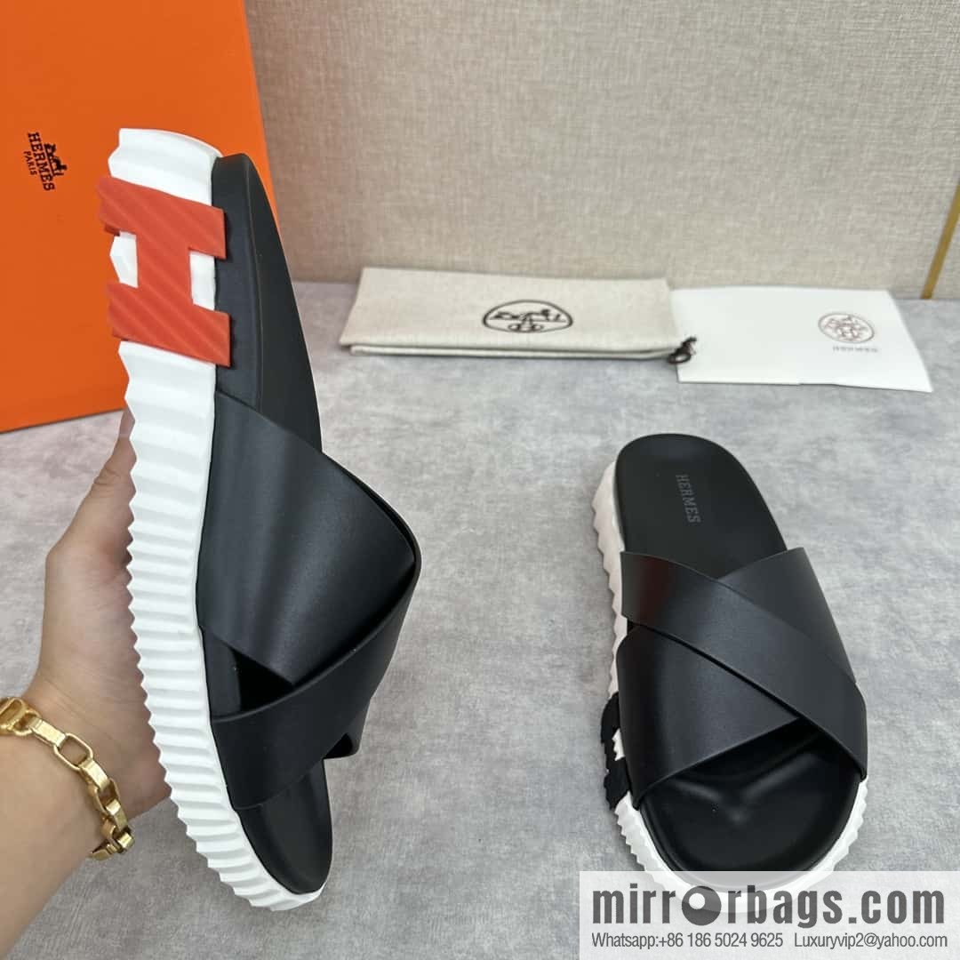 💋💍 H new cross slippers Hermès * Hermès-Shi, the latest classic men's Electric slippers