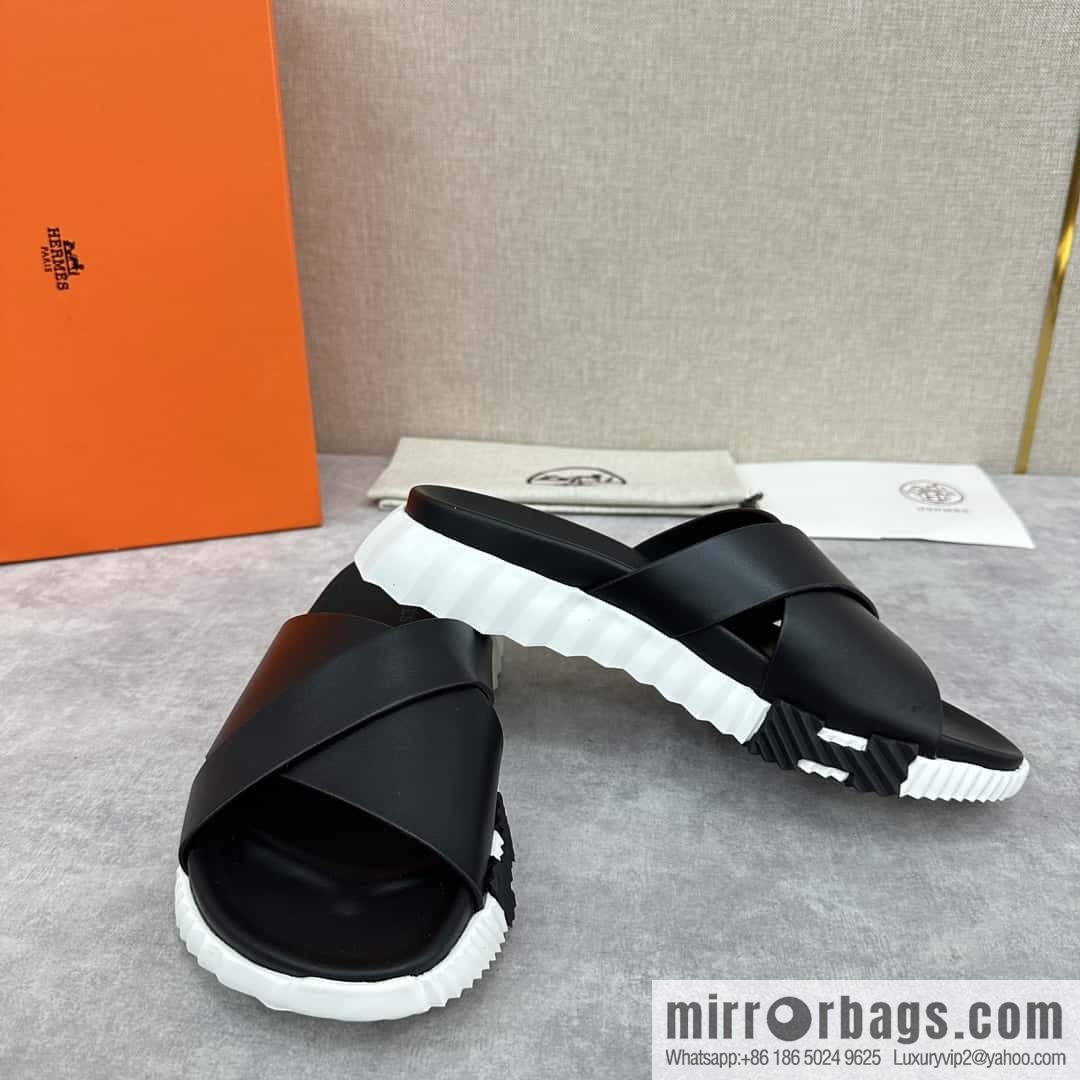 💋💍 H new cross slippers Hermès * Hermès-Shi, the latest classic men's Electric slippers