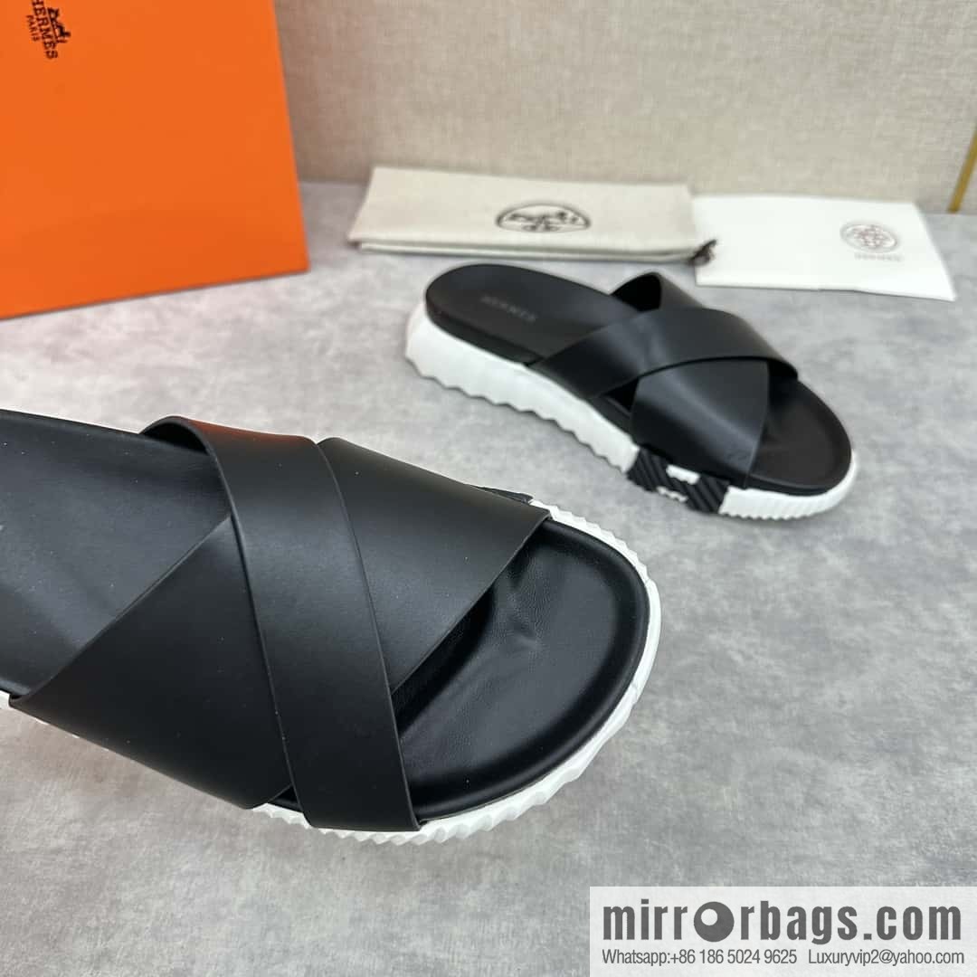 💋💍 H new cross slippers Hermès * Hermès-Shi, the latest classic men's Electric slippers
