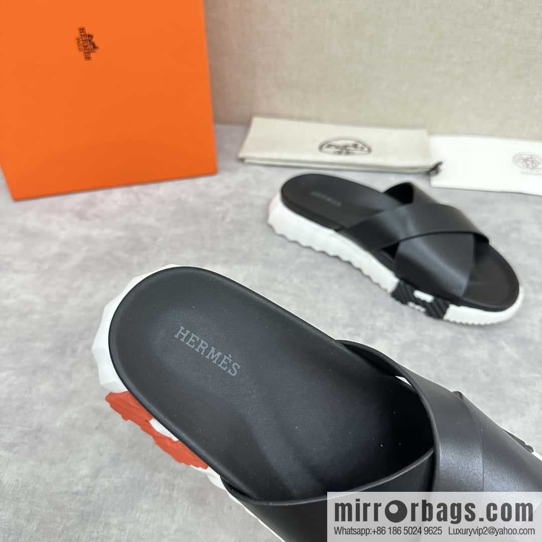 💋💍 H new cross slippers Hermès * Hermès-Shi, the latest classic men's Electric slippers