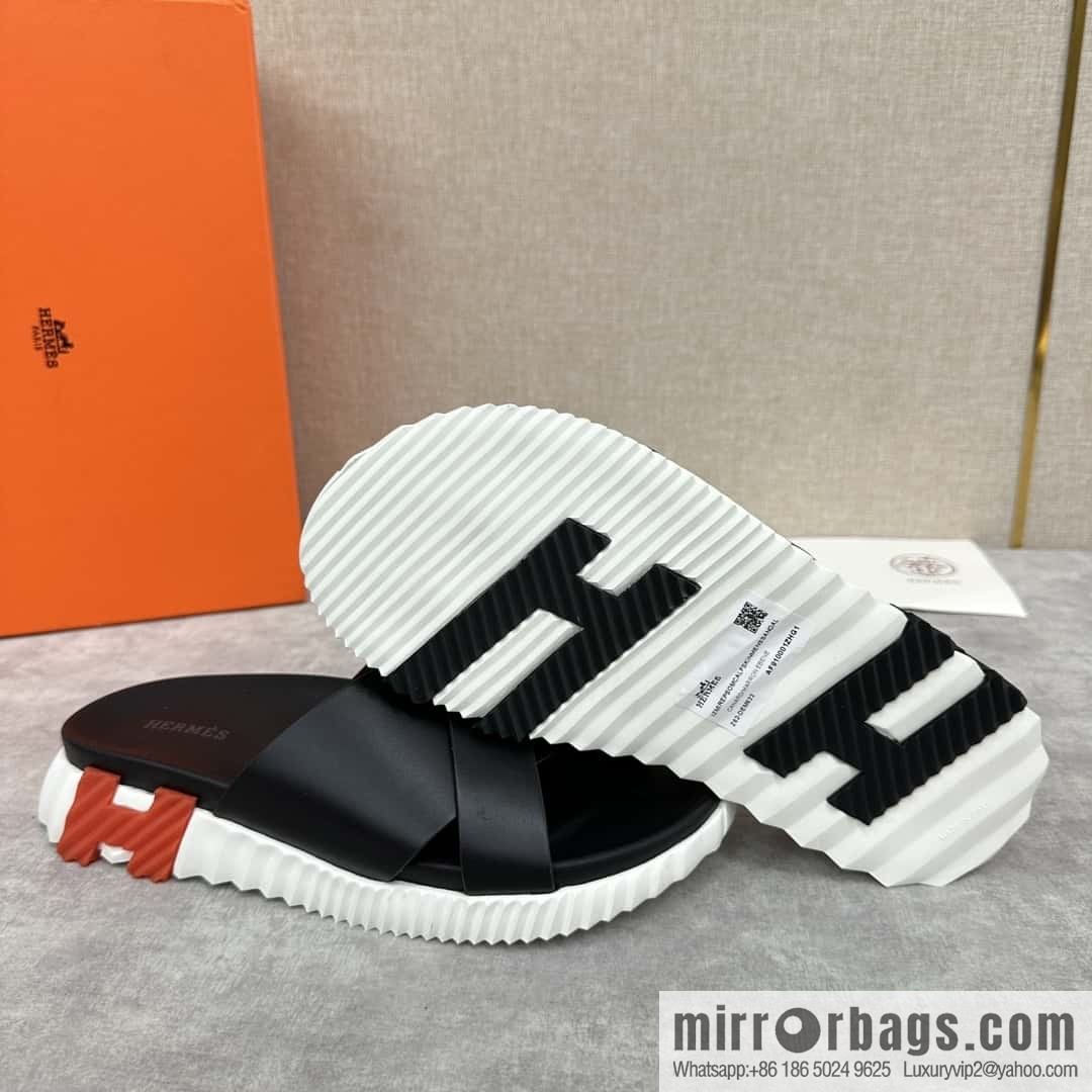 💋💍 H new cross slippers Hermès * Hermès-Shi, the latest classic men's Electric slippers