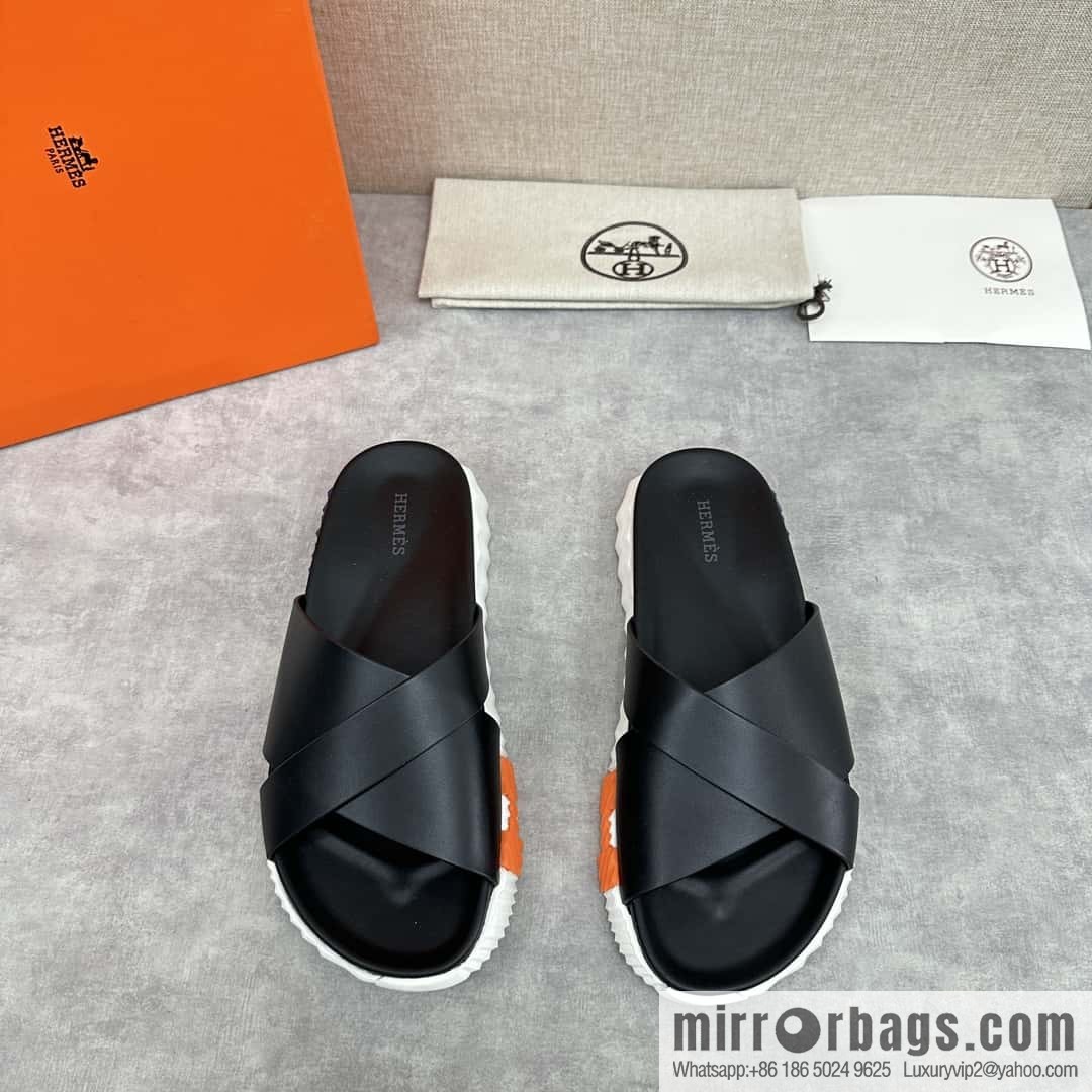 💋💍 H new cross slippers Hermès * Hermès-Shi, the latest classic men's Electric slippers