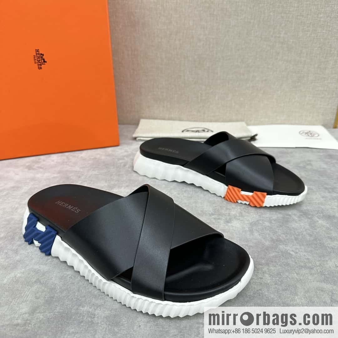 💋💍 H new cross slippers Hermès * Hermès-Shi, the latest classic men's Electric slippers