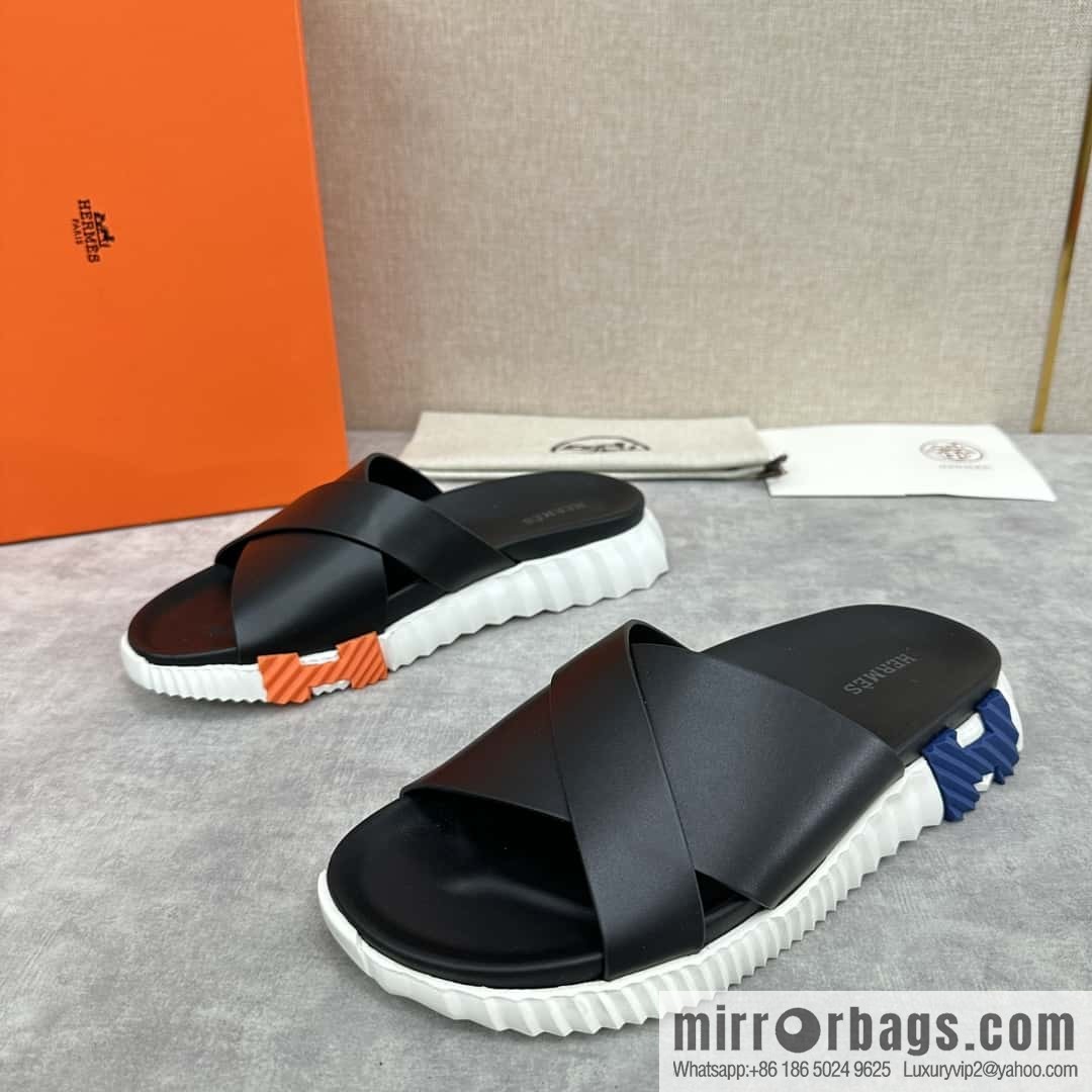 💋💍 H new cross slippers Hermès * Hermès-Shi, the latest classic men's Electric slippers