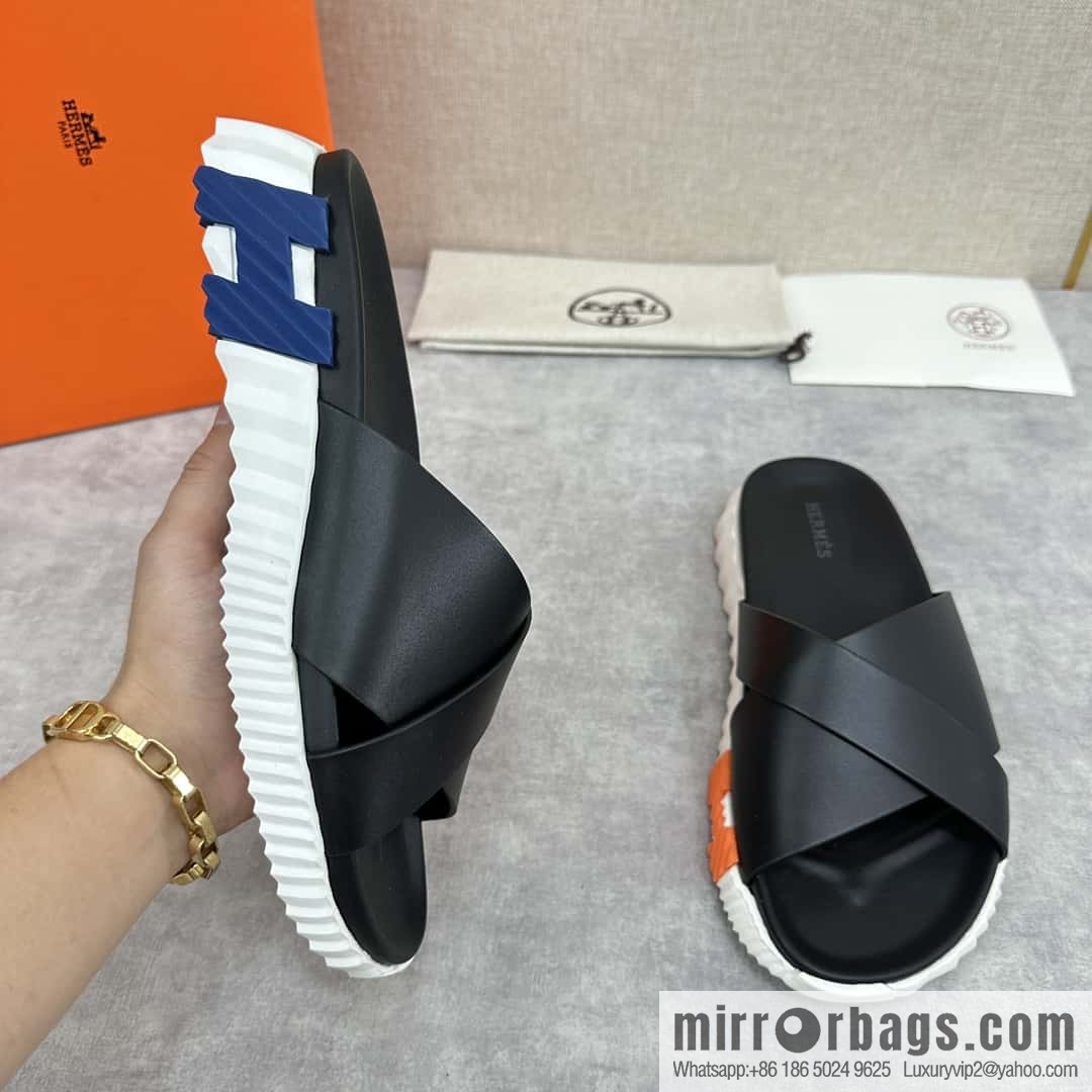 💋💍 H new cross slippers Hermès * Hermès-Shi, the latest classic men's Electric slippers