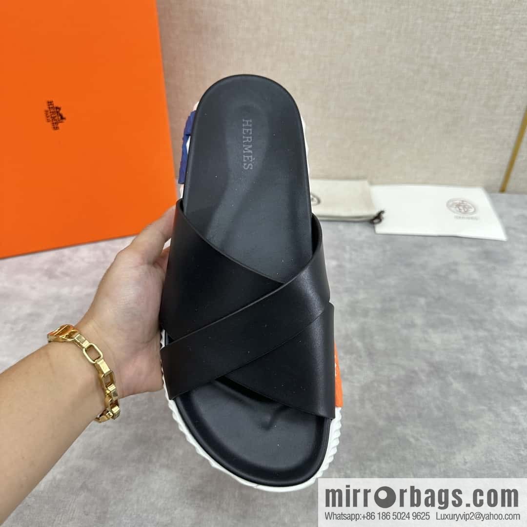 💋💍 H new cross slippers Hermès * Hermès-Shi, the latest classic men's Electric slippers