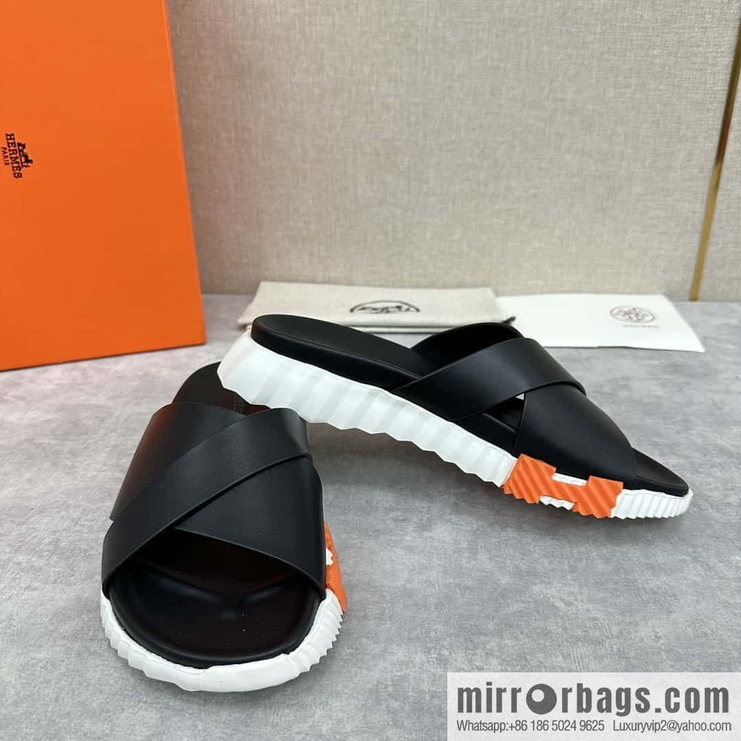 💋💍 H new cross slippers Hermès * Hermès-Shi, the latest classic men's Electric slippers