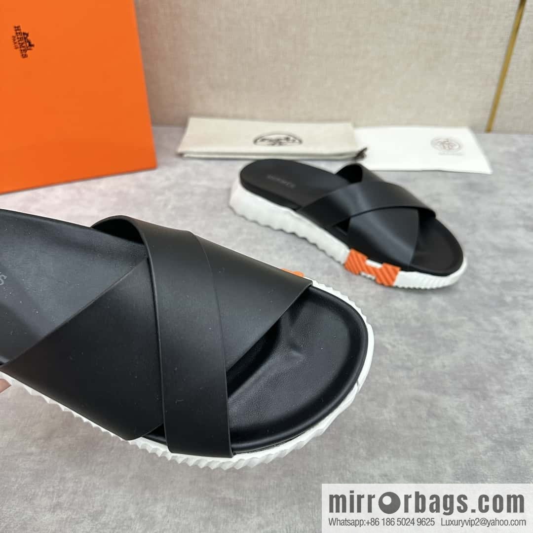 💋💍 H new cross slippers Hermès * Hermès-Shi, the latest classic men's Electric slippers