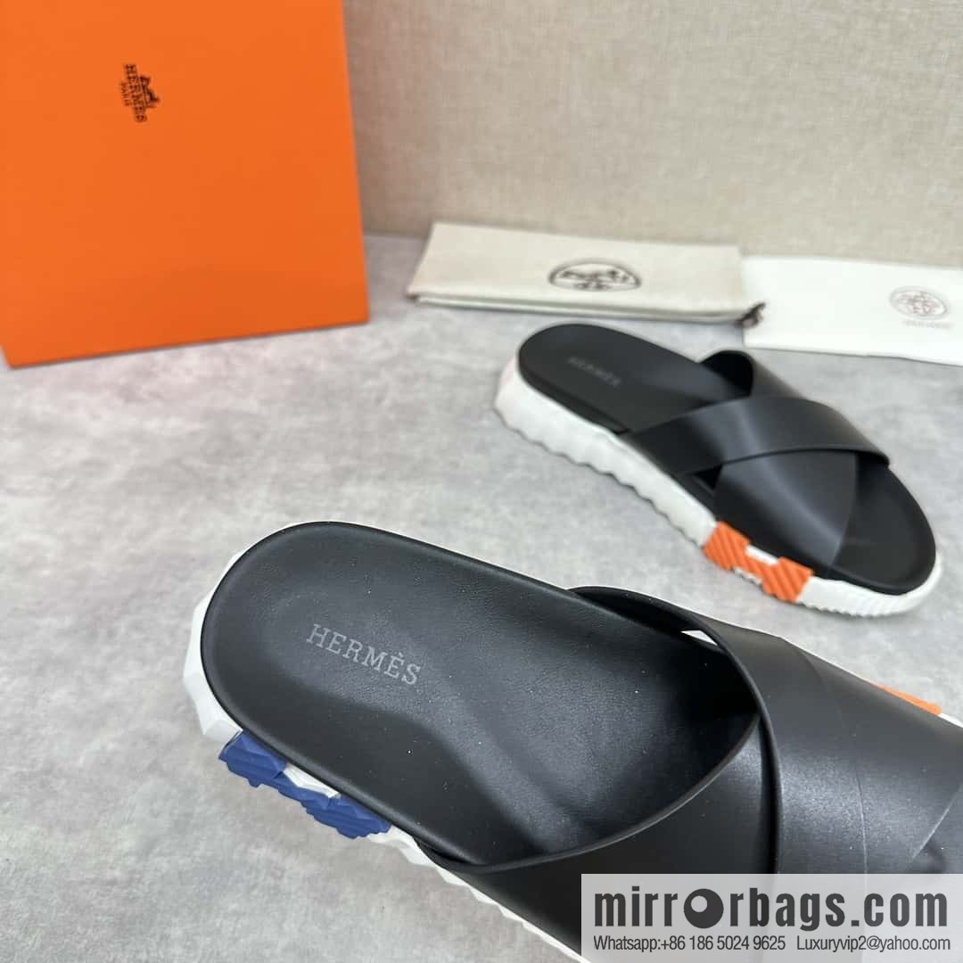 💋💍 H new cross slippers Hermès * Hermès-Shi, the latest classic men's Electric slippers
