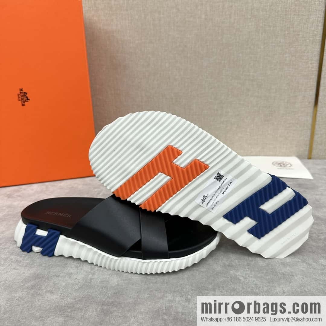 💋💍 H new cross slippers Hermès * Hermès-Shi, the latest classic men's Electric slippers