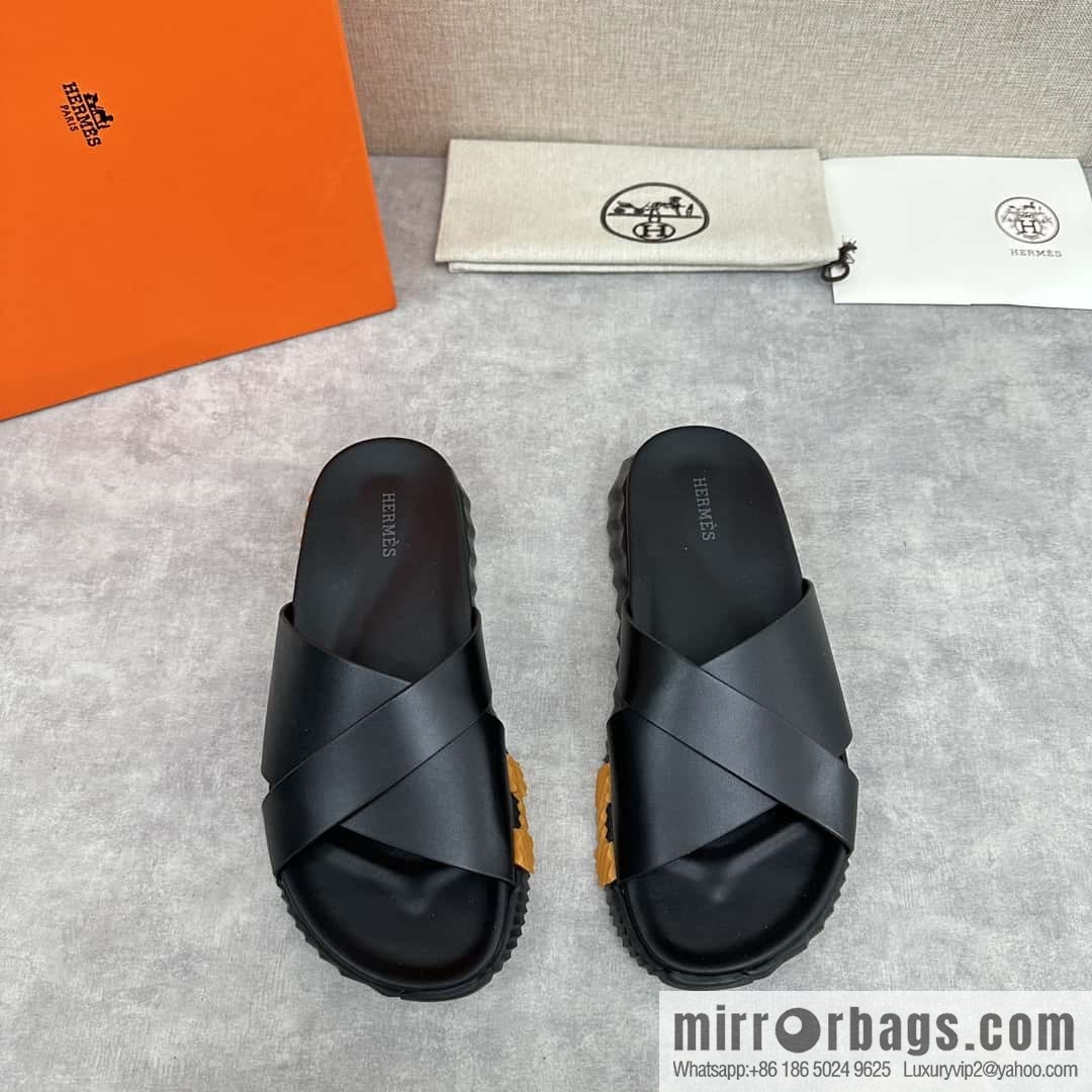 💋💍 H new cross slippers Hermès * Hermès-Shi, the latest classic men's Electric slippers