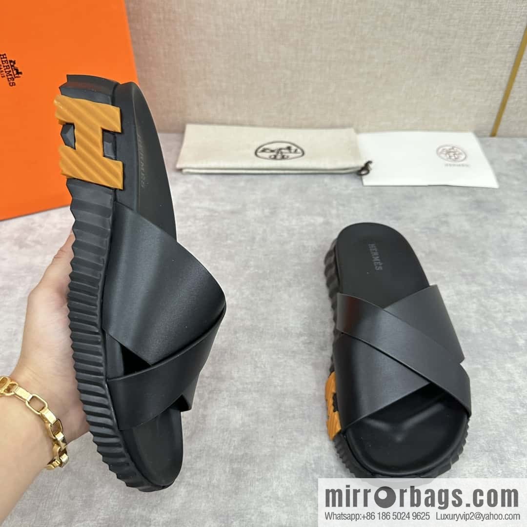 💋💍 H new cross slippers Hermès * Hermès-Shi, the latest classic men's Electric slippers