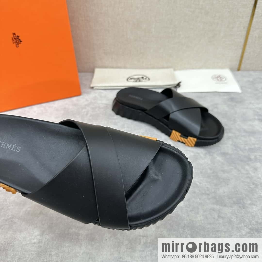 💋💍 H new cross slippers Hermès * Hermès-Shi, the latest classic men's Electric slippers