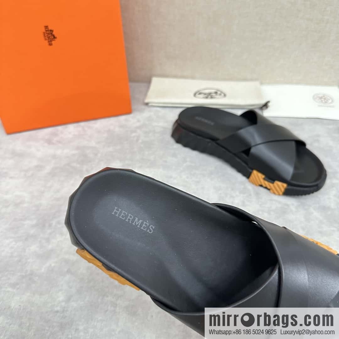 💋💍 H new cross slippers Hermès * Hermès-Shi, the latest classic men's Electric slippers