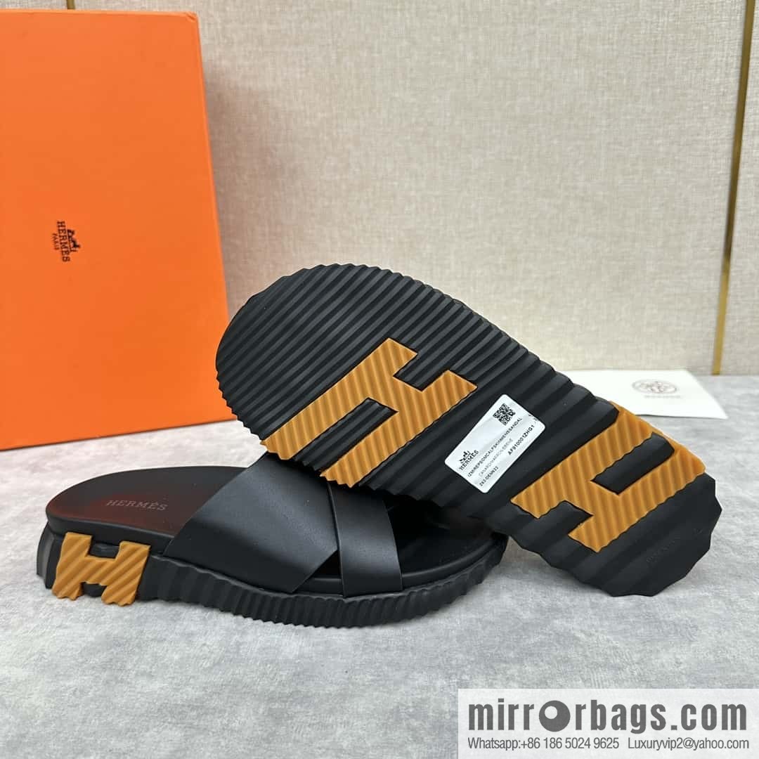 💋💍 H new cross slippers Hermès * Hermès-Shi, the latest classic men's Electric slippers