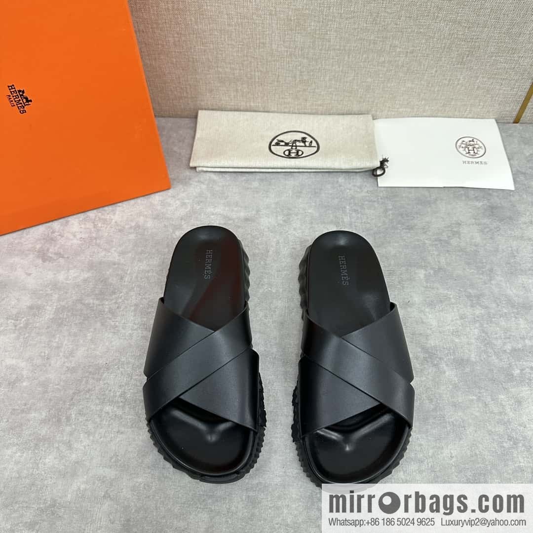 💋💍 H new cross slippers Hermès * Hermès-Shi, the latest classic men's Electric slippers