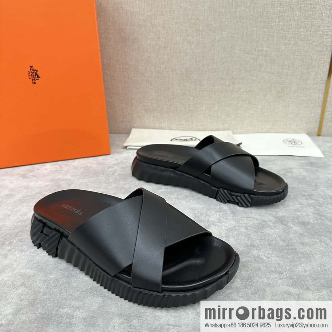 💋💍 H new cross slippers Hermès * Hermès-Shi, the latest classic men's Electric slippers