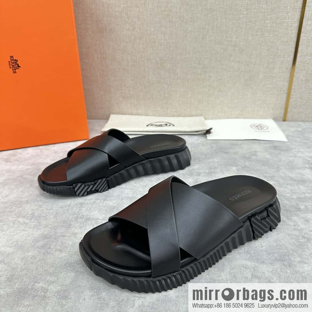 💋💍 H new cross slippers Hermès * Hermès-Shi, the latest classic men's Electric slippers