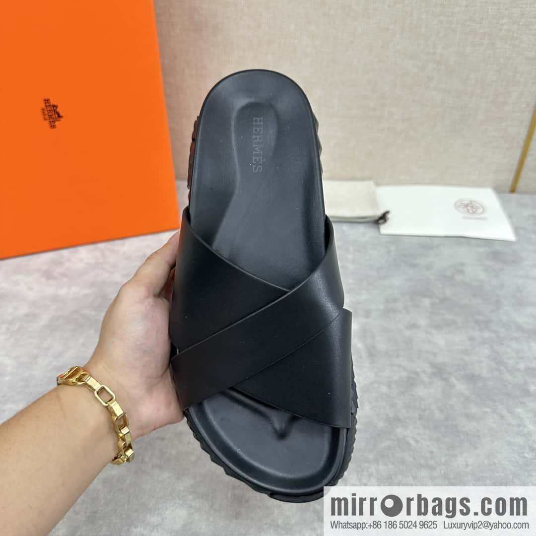 💋💍 H new cross slippers Hermès * Hermès-Shi, the latest classic men's Electric slippers