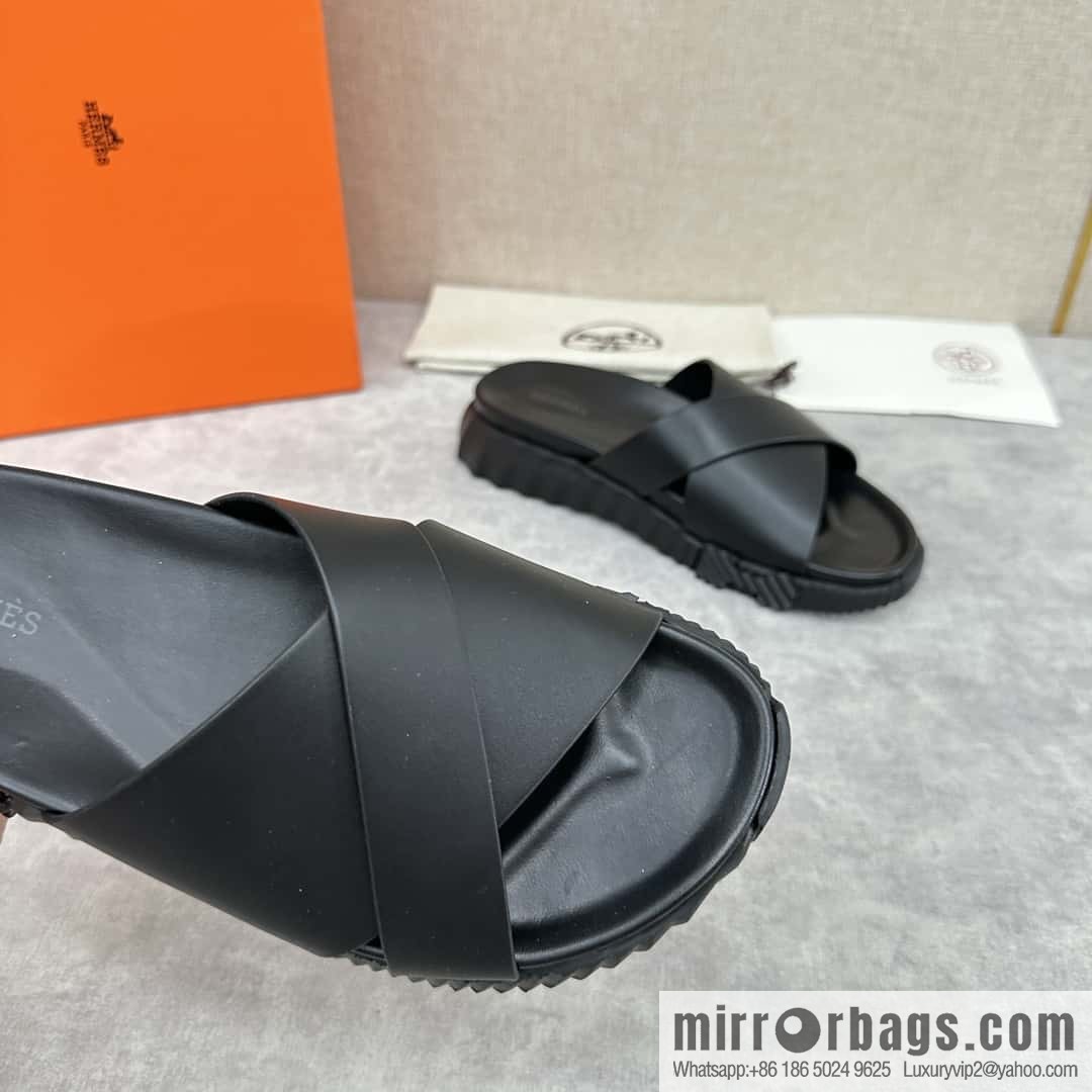💋💍 H new cross slippers Hermès * Hermès-Shi, the latest classic men's Electric slippers