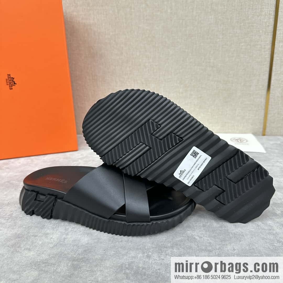 💋💍 H new cross slippers Hermès * Hermès-Shi, the latest classic men's Electric slippers