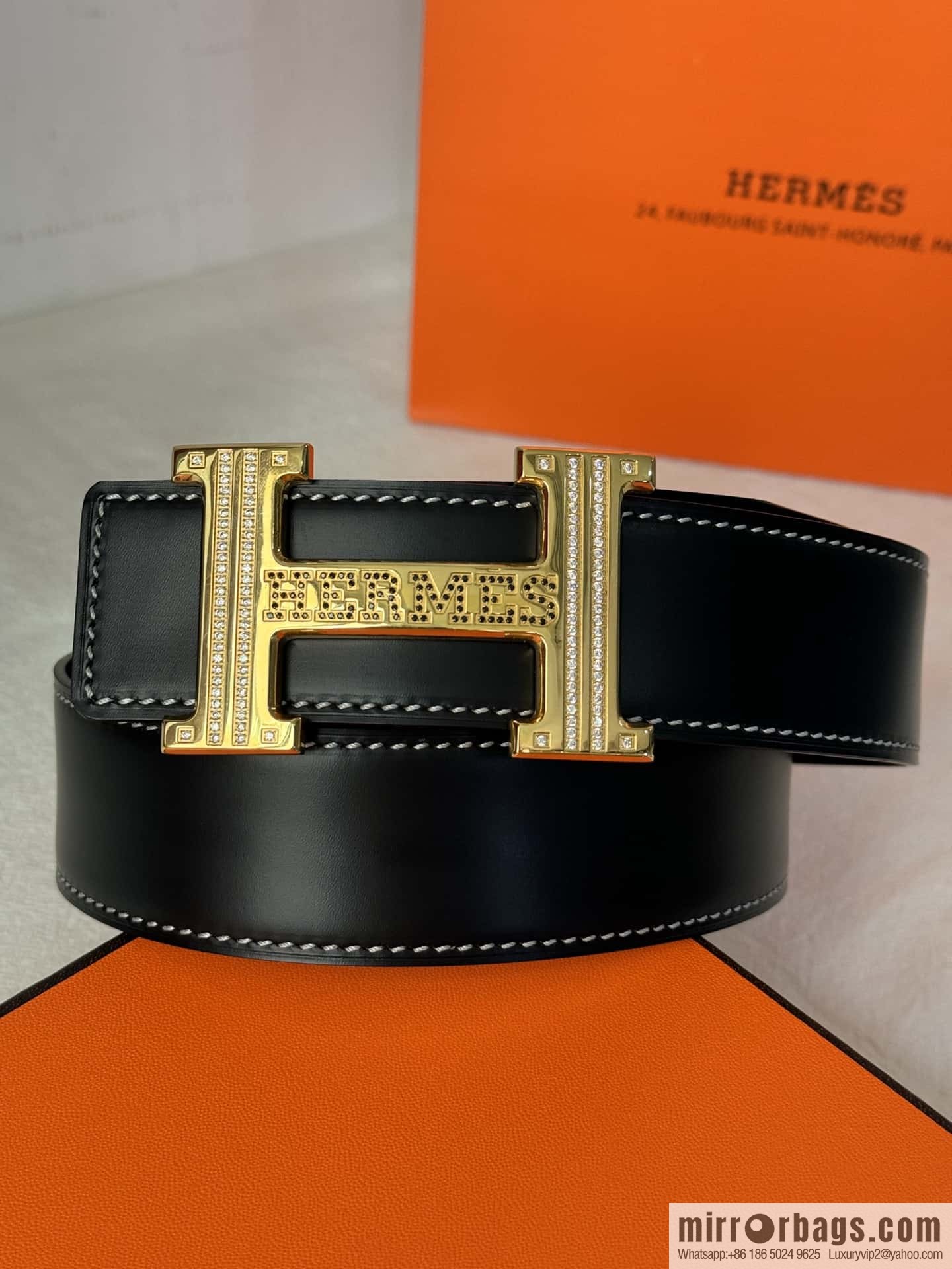 HERMES imported cowhide belt 3.8CM