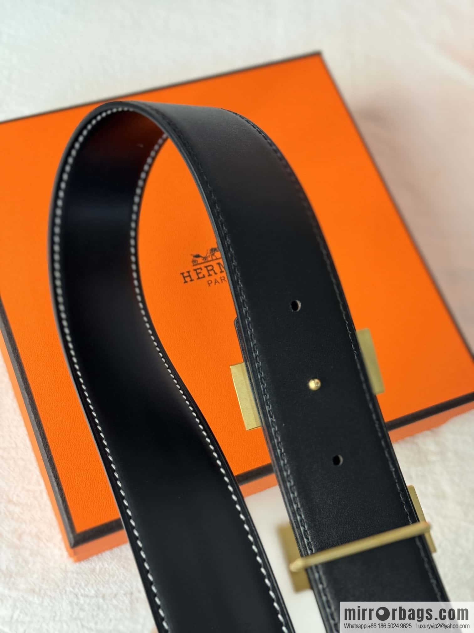 HERMES imported cowhide belt 3.8CM