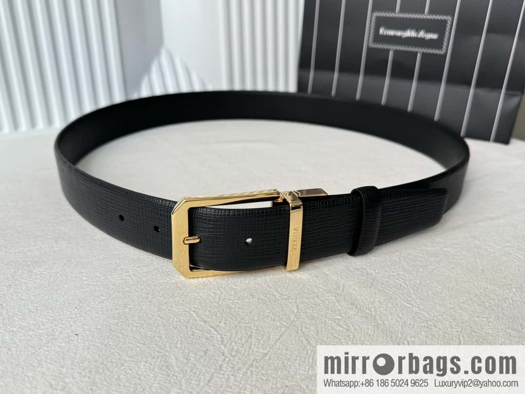 ZEGNA Zegna, Men's Imported Cowhide Cross Textured Belt 3.5CM