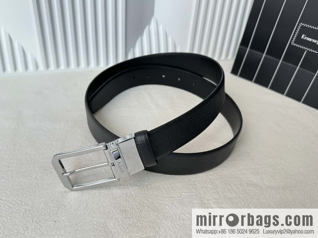 ZEGNA Zegna, Men's Imported Cowhide Cross Textured Belt 3.5CM