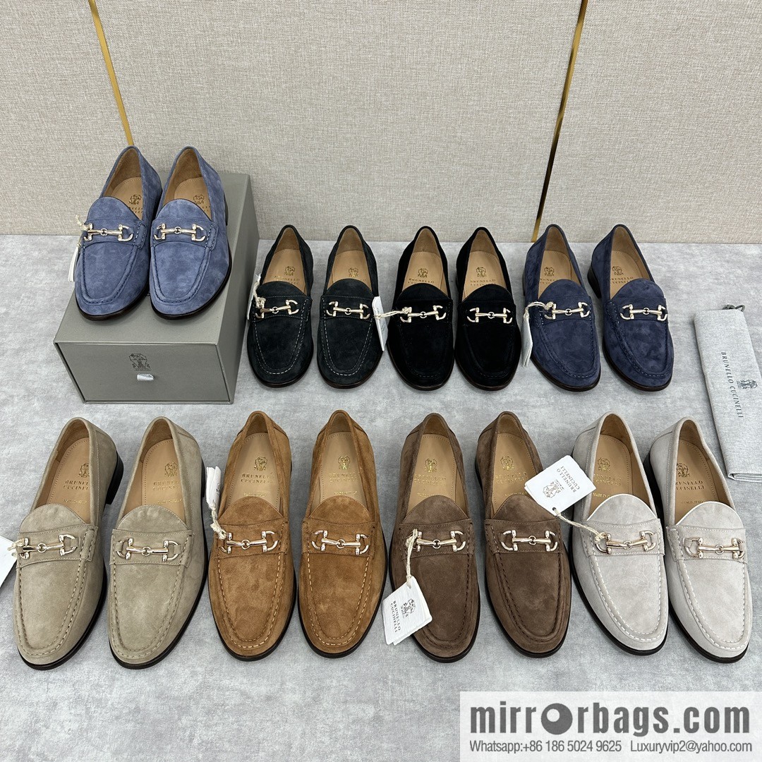ππBC's new Brunello Cucinell * horseback buckle calfskin suede moccasins