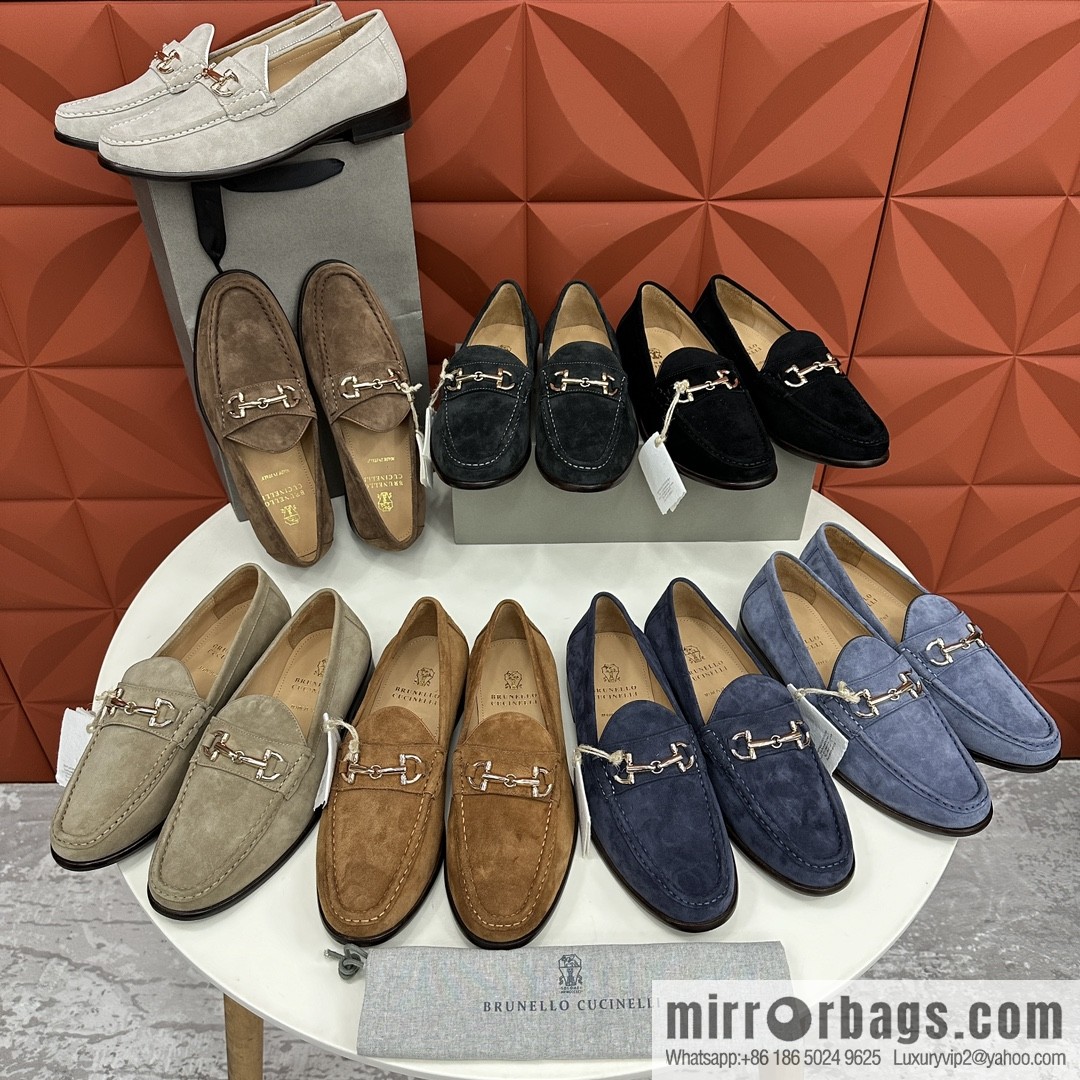 ππBC's new Brunello Cucinell * horseback buckle calfskin suede moccasins