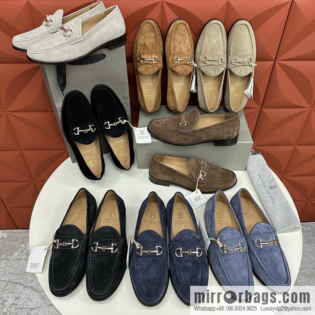 ππBC's new Brunello Cucinell * horseback buckle calfskin suede moccasins
