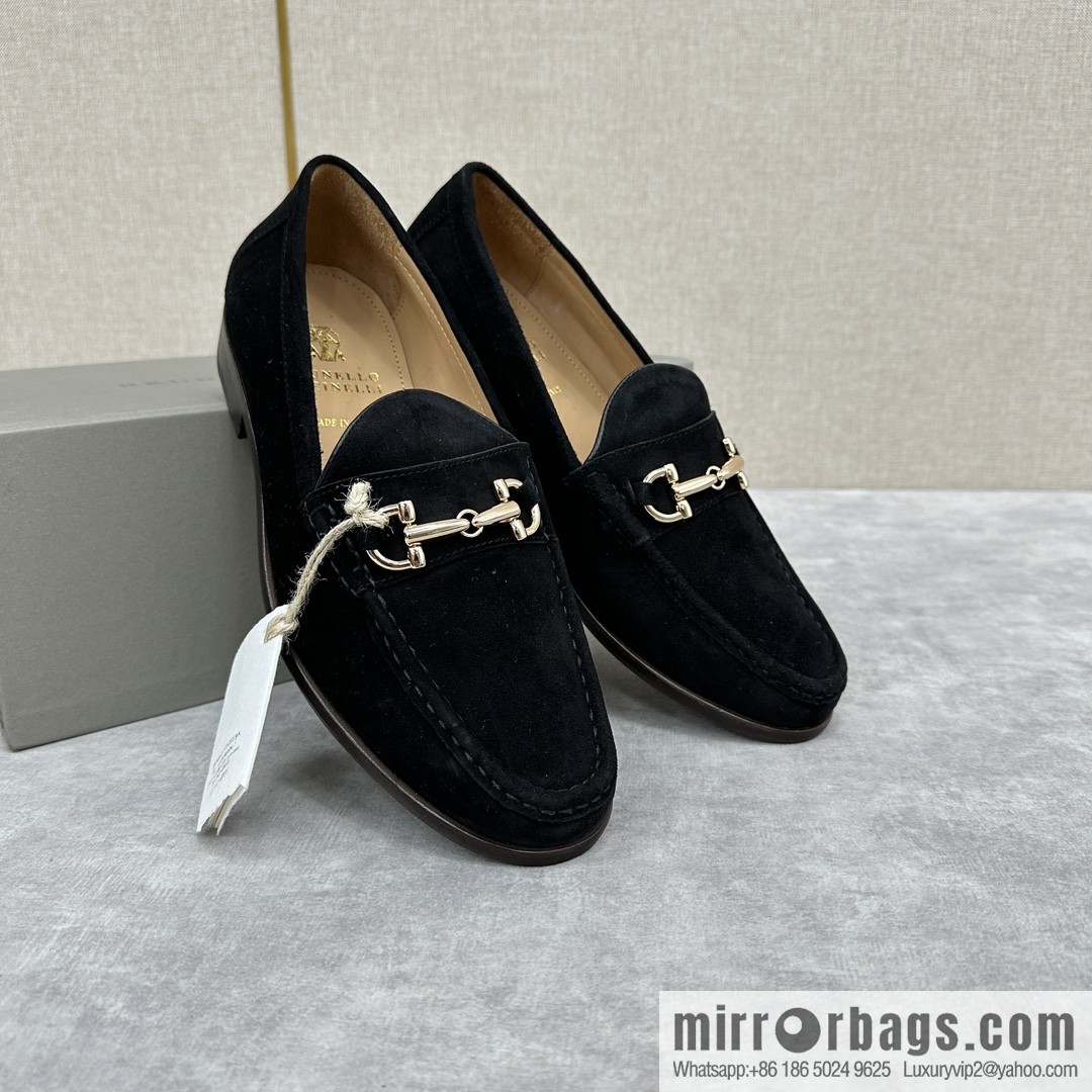 ππBC's new Brunello Cucinell * horseback buckle calfskin suede moccasins