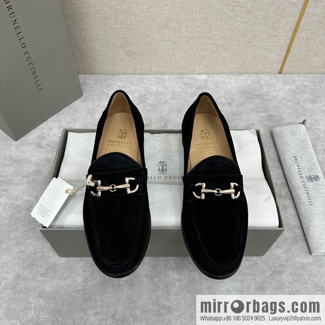 ππBC's new Brunello Cucinell * horseback buckle calfskin suede moccasins