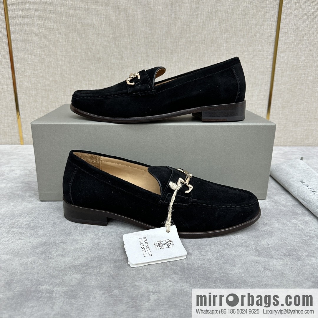 ππBC's new Brunello Cucinell * horseback buckle calfskin suede moccasins