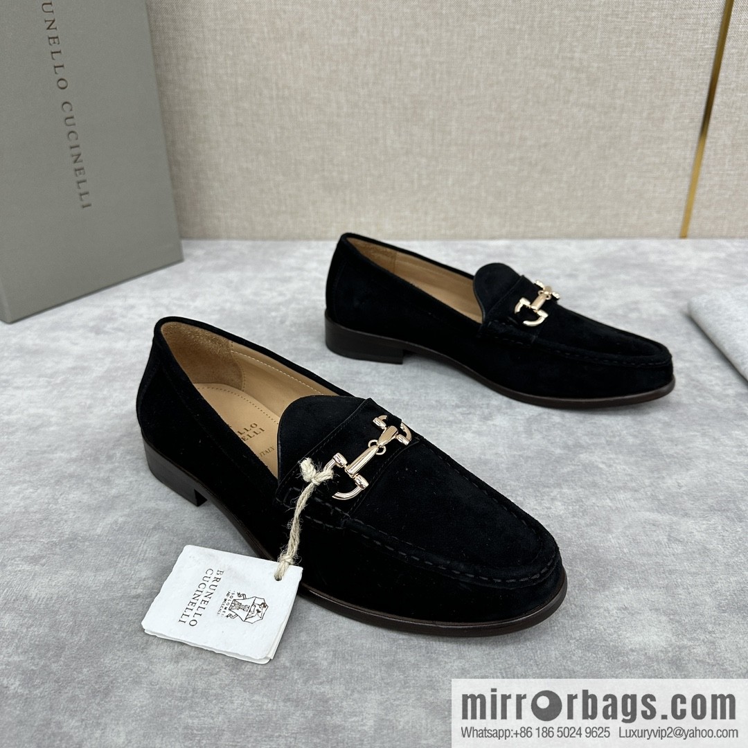 ππBC's new Brunello Cucinell * horseback buckle calfskin suede moccasins