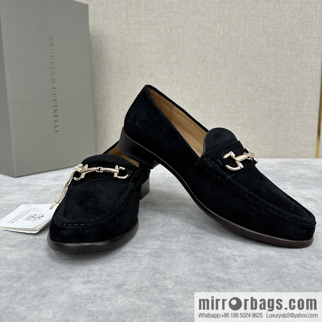 ππBC's new Brunello Cucinell * horseback buckle calfskin suede moccasins
