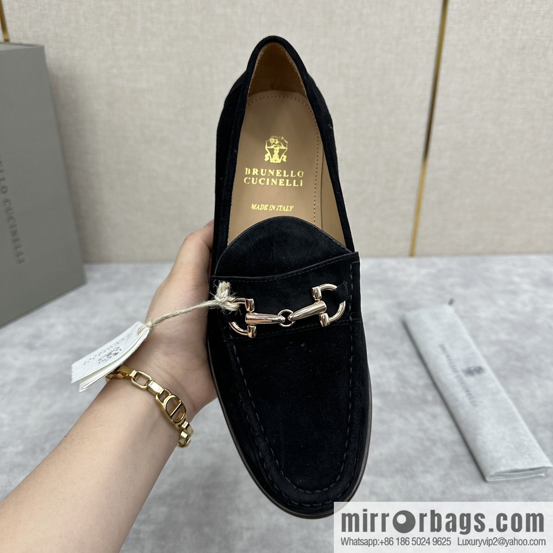 ππBC's new Brunello Cucinell * horseback buckle calfskin suede moccasins