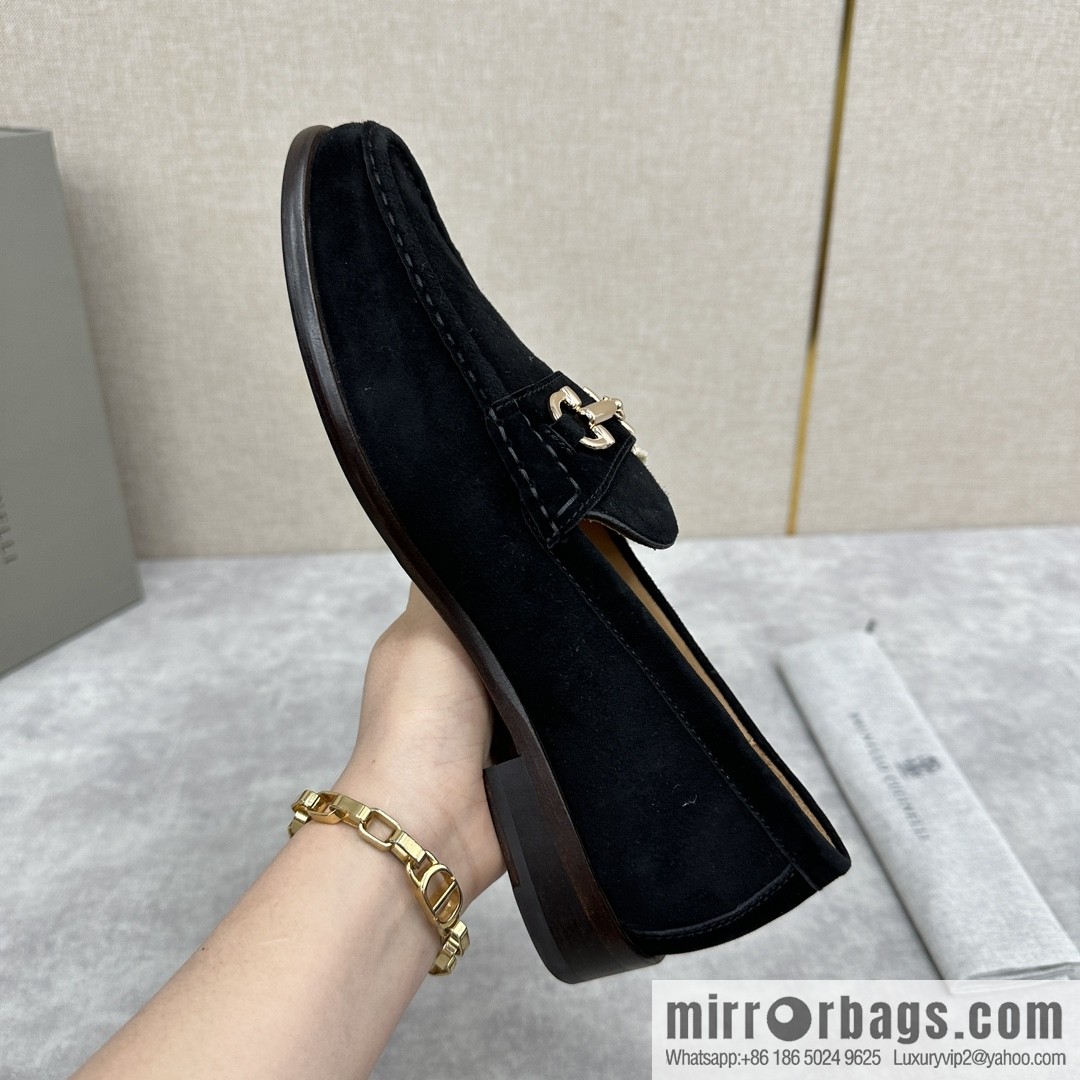 ππBC's new Brunello Cucinell * horseback buckle calfskin suede moccasins